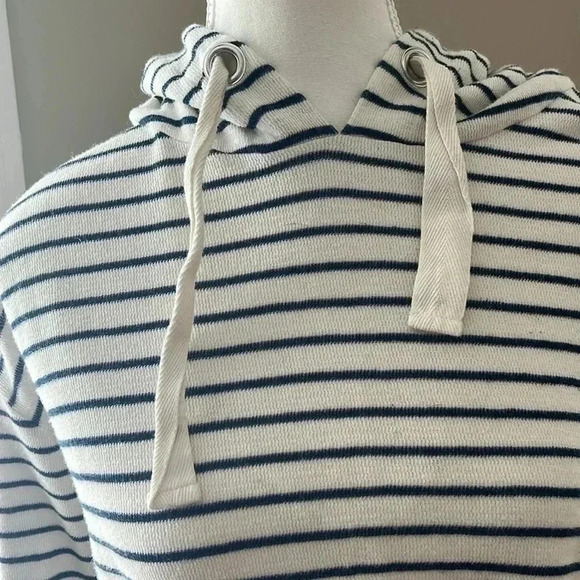 ❤️2/$30❤️[XS] BP. Drawstring Hoodie Cotton Knit  Blue/White Stripe Long Sleeve - Picture 2 of 8
